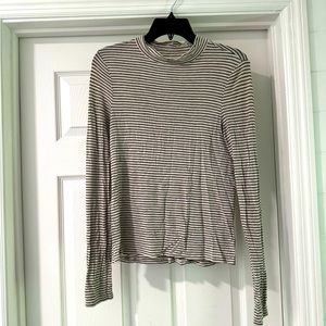 Striped long sleeve mock neck